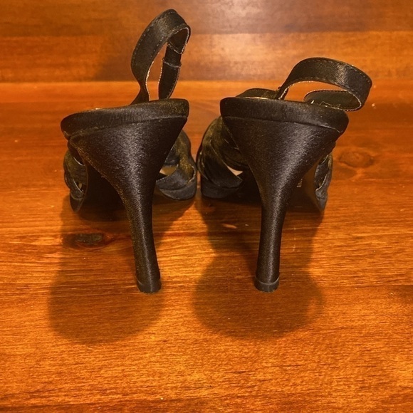 Jacqueline Ferrar💗Gayle Black Satin 4"Hi Heel Sling Back Open Toe Shoes💗Sz 8M - Picture 5 of 11